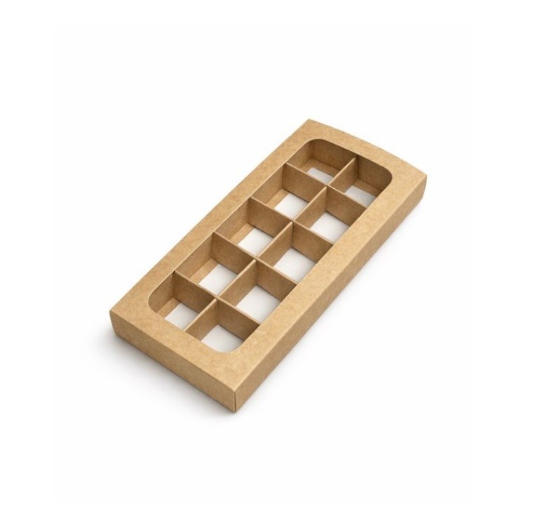 cutii din carton plat 205X85X25 cu fereastra cafeniu